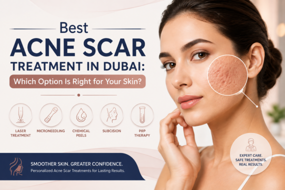 Best acne scar treatment in Dubai options including laser treatment, microneedling, chemical peels, subcision and PRP therapy